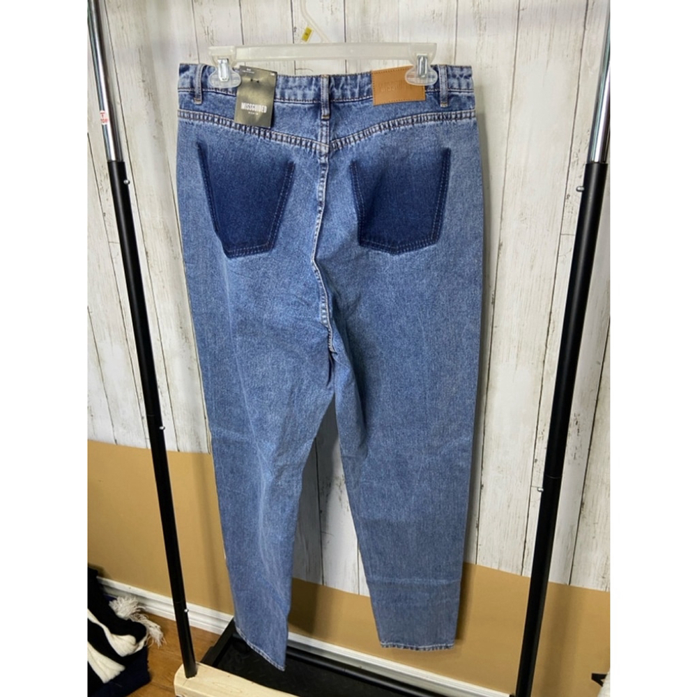 NWT Missguided Riot Mom Jeans Tall Shadow Pocket High Waist Size 10 Blue - Picture 3 of 9